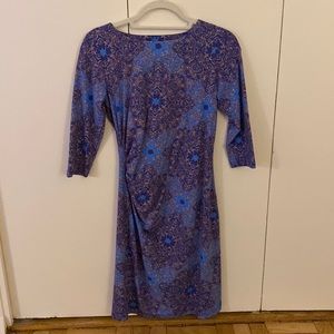 J.McLaughlin rouched dress with 3/4 sleeves.  Never worn.  Tags still on!